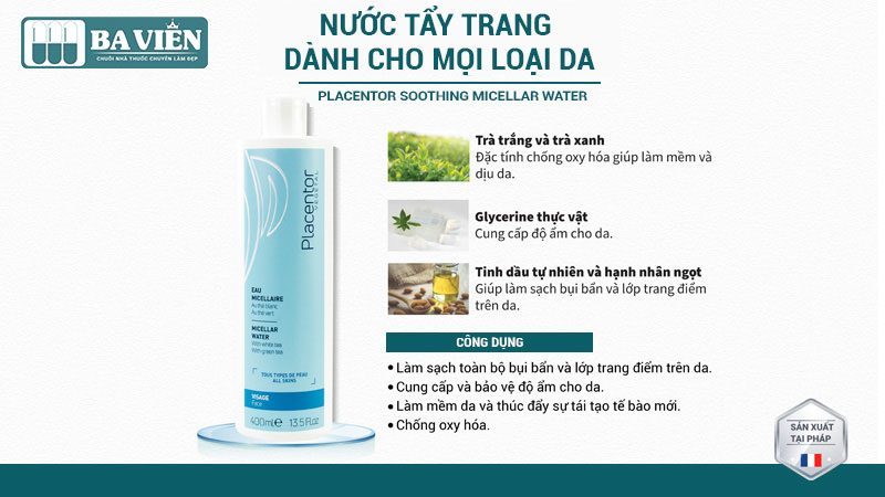 Nước Tẩy Trang Placentor Micellar Water Cho Mọi Loại Da