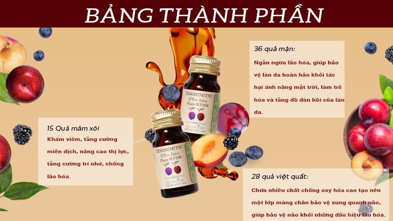 Nước Uống Hỗ Trợ Thải Độc Tố Kinohimitsu D'Tox Plum Juice thành phần