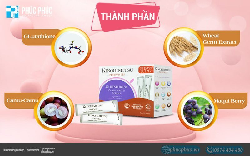 Nước Uống Kinohimitsu J'Pan Prowhite - Hỗ Trợ Trắng Sáng Da, Giảm Thâm,Nám thông tin thành phần