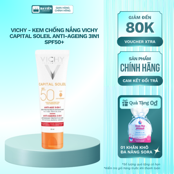 Vichy - Kem Chống Nắng Vichy Capital Soleil Anti-Ageing 3in1 SPF50+