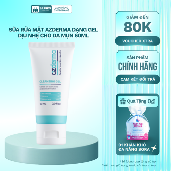 Sữa Rửa Mặt Azderma Dạng Gel Dịu Nhẹ Cho Da Mụn 60ml